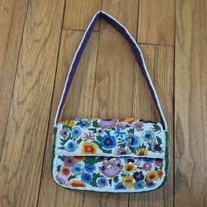 Fiona white and flower beaded bag from Anthropologie